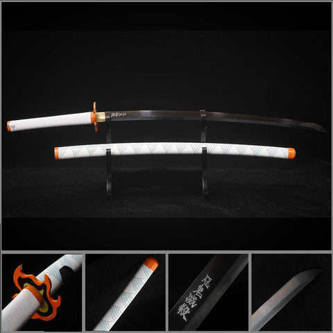 Demon Slayer Rengoku Kyojuro Nichirin Katana sword full length display