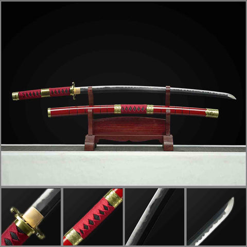 Roronoa Zoro Sandai Kitetsu Katana full front view, anime replica sword, handmade 1095 steel