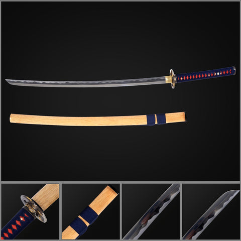 Rurouni Kenshin Sakabato Katana – handgeschmiedetes Schwert aus Kohlenstoffstahl 1095 mit umgekehrter Klinge, scharfe Vollangel-Samuraischwert-Replik