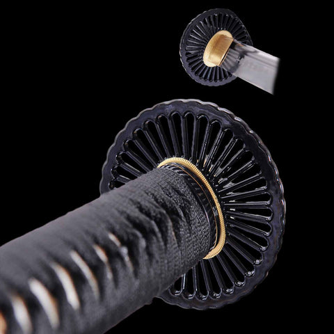 Alloy tsuba guard detail on Last Samurai Japanese katana sword