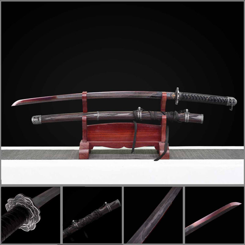 Sekiro Violet Undead Cut Katana, handgefertigtes japanisches Samurai-Schwert mit durchgehendem Erl 