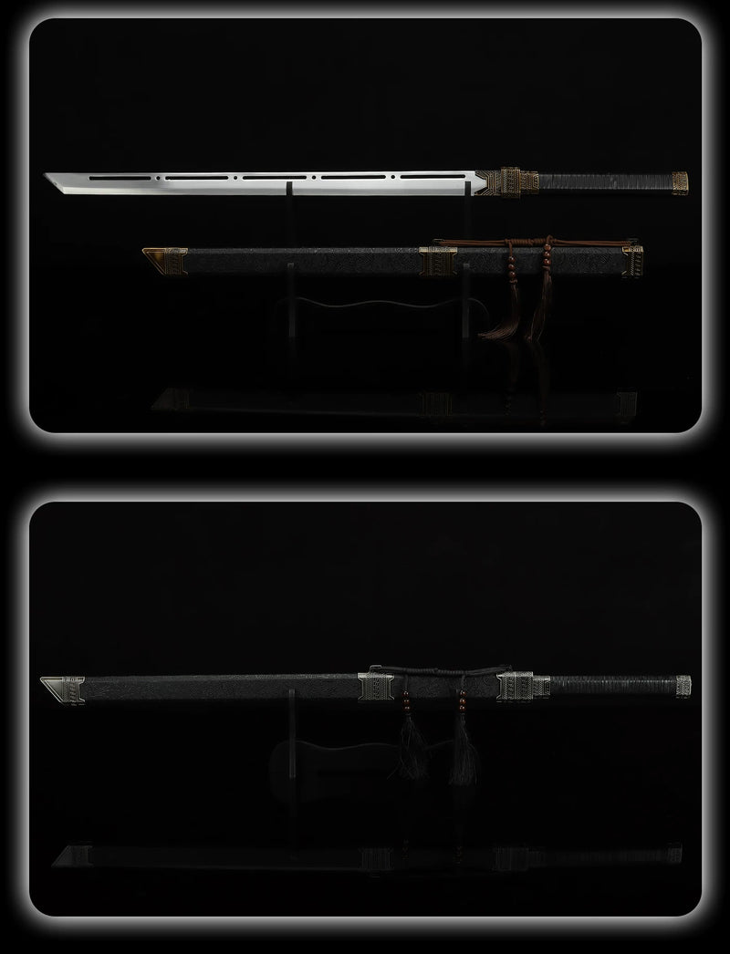 Zhan Shen Tang Heng Gold Hollow-Out Star Blade Replica with Stand Sets 