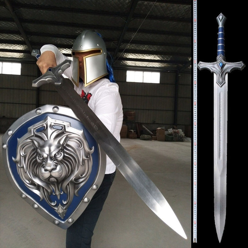 World of Warcraft Knight Helmet Sword Shield Set 1:1 Metal Replica 