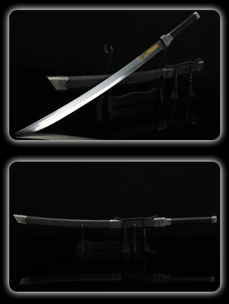 Zhan Shen Tang Heng Silver Curved Star Blade Sword Replica Collectible 