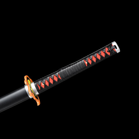 Full view of katana handle on Tanjiro Kamado Nichirin sword