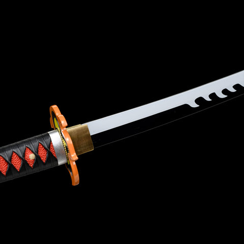 Comfortable grip view of Tanjiro Kamado black Nichirin katana handle