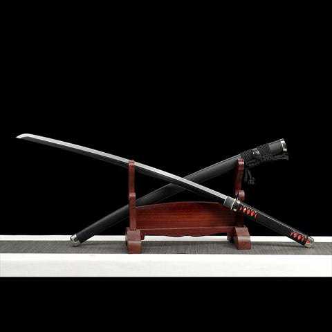 tanjiro nichirin sword side view black blade anime katana