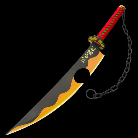 detailed view of Tengen Uzui Nichirin blade Demon Slayer replica sword