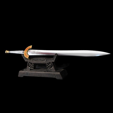 Thick and wide battle ready blade of hand forged Harpe sword replica