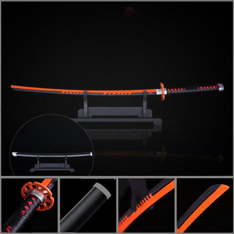 Third-Generation Tanjiro Orange Crimson Nichirin Sword Replica Full Size Demon Slayer Metal Katana Collectible