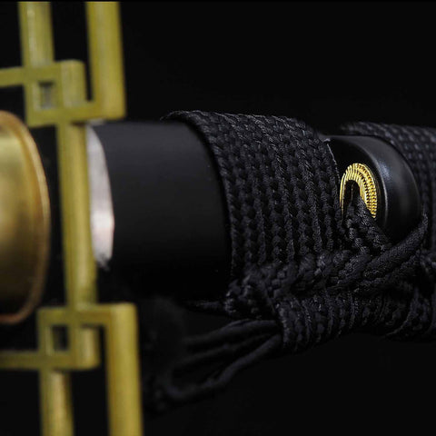 bamboo mekugi pins on handmade Nichirin katana