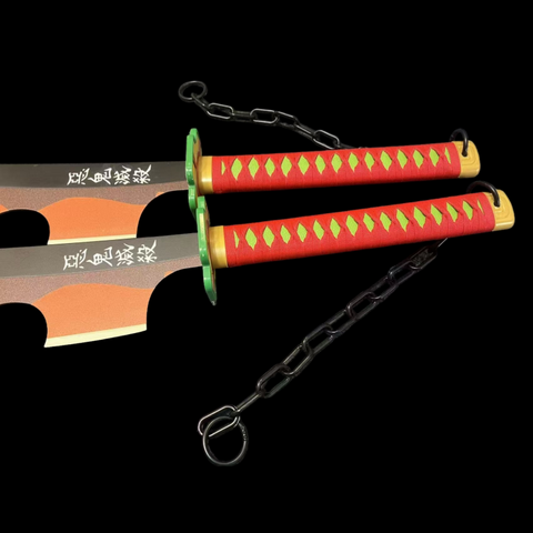 Close-up of Tengen Uzui sword handle showing detailed grip and craftsmanship