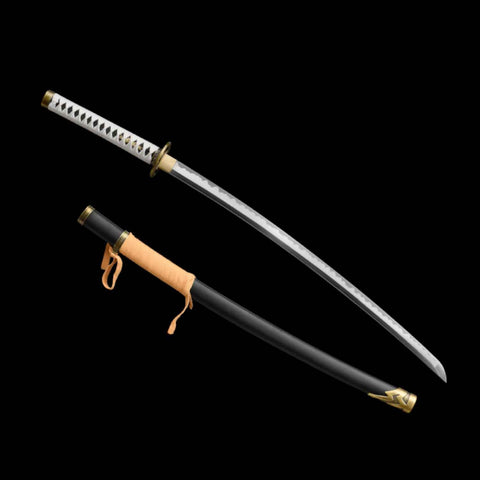 Close-up of full tang blade construction of hand-forged Vergil Yamato Katana