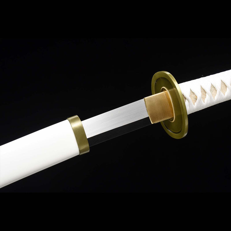 Einteiliges Roronoa Zoro Wado Ichimonji Katana – handgeschmiedeter 1095er Stahl 