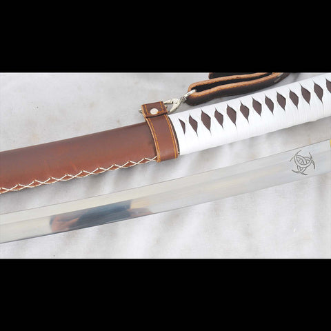 walking dead katana sword hardwood saya leather wrap