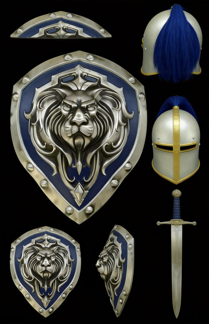 WoW Stormwind Soldier Sword & Lionheart Shield Set 1:1 Replica Cosplay 