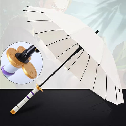 elegant white samurai katana style umbrella for cosplay and display