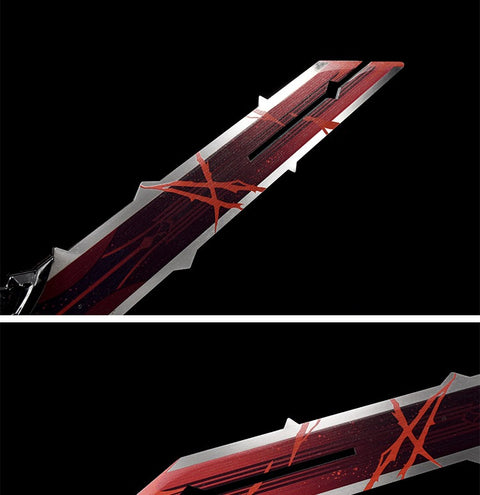 close up of Wolf’s Gravestone blade texture metal anime sword replica
