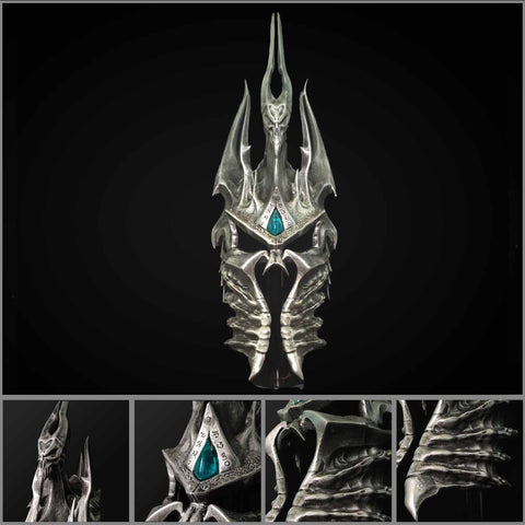 front view of lich king arthas helm of domination 2.0 1:1 scale replica detailed crown design