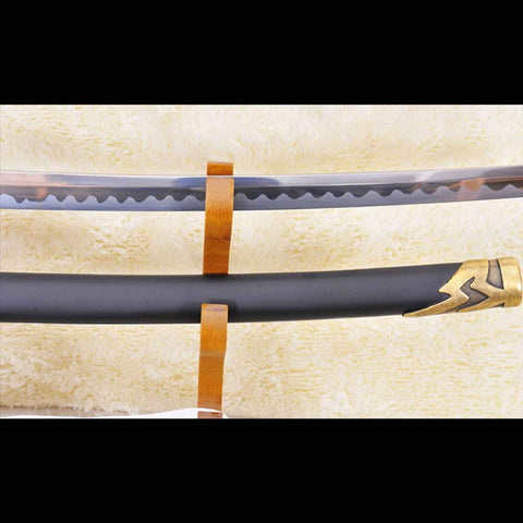 Close-up of Devil May Cry Yamato Katana sharp 1095 high carbon steel blade