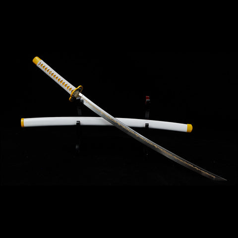 Side profile of Zenitsu Agatsuma Nichirin Sword showing blade curve and balance
