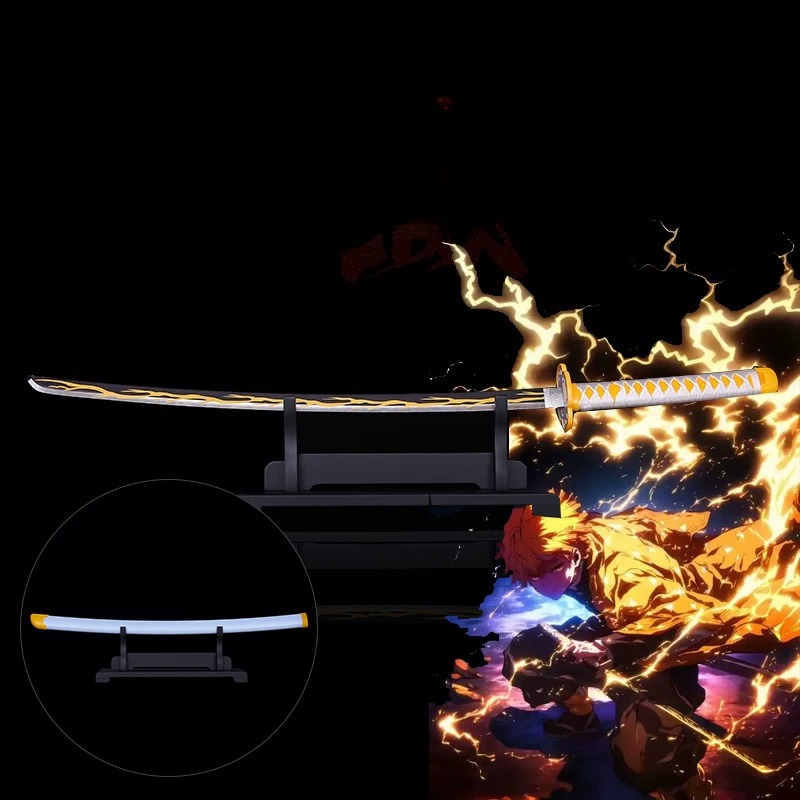 Zenitsu Agatsuma Nichirin Blade 1:1 Metal Sword Replica Demon Slayer Cosplay Katana 