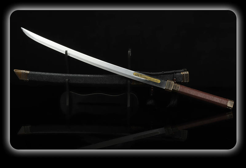 Zhan Shen Gold Laminated Star Blade Sword Replica with Stand 