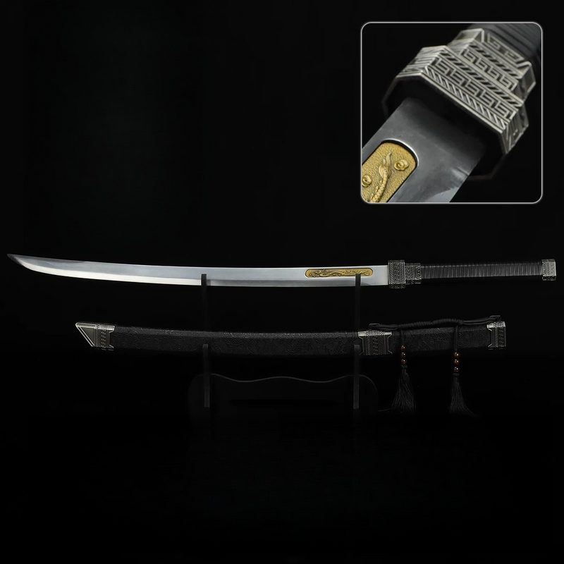Zhan Shen Tang Heng Silver Curved Star Blade Sword Replica Collectible 