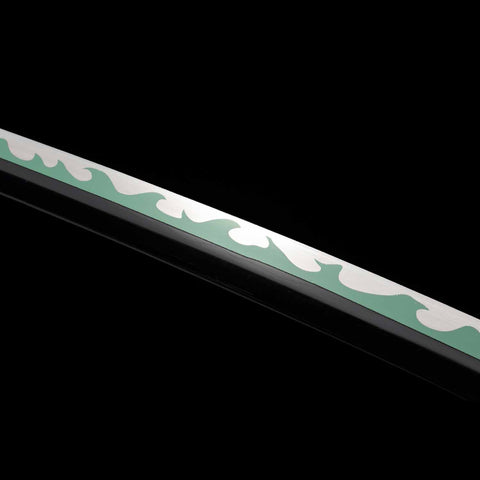 Close-up of the sharp 1060 carbon steel blade of Zoro's Enma Katana