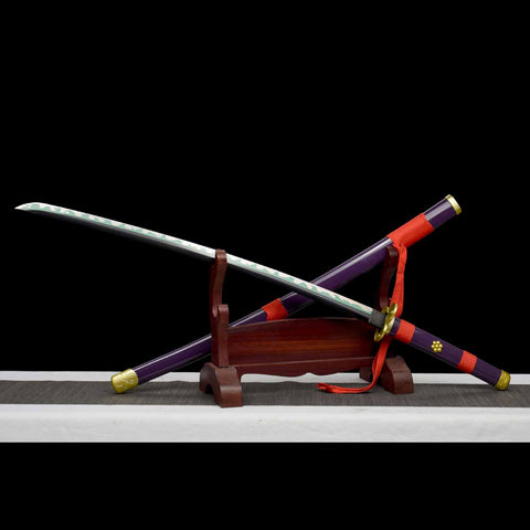 Full collection display of Zoro Enma Katana and accessories