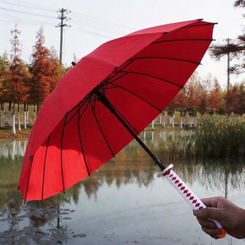 Lihua Luoxiang Red 16-Rib Sword Umbrella with Sleeve Anime Katana 