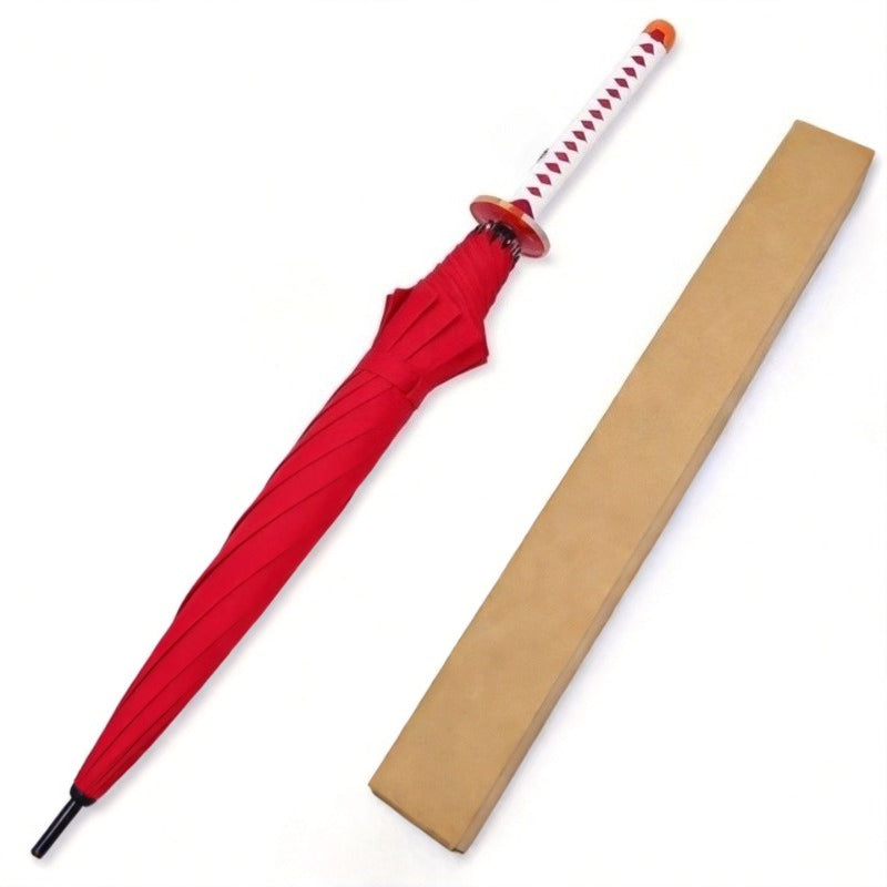 Lihua Luoxiang Red 16-Rib Sword Umbrella with Sleeve Anime Katana 
