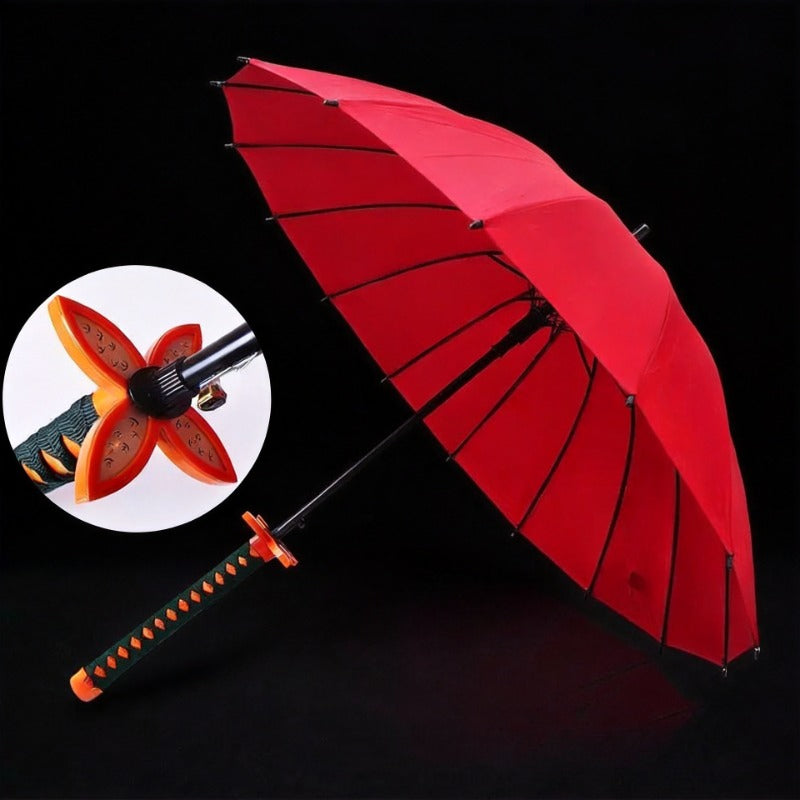 Shinobu Kocho Red Sword Umbrella 16-Rib Detachable Anime Katana 