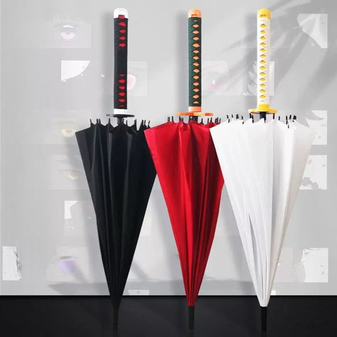 anime sword umbrella zenitsu white uv protection rain and sun umbrella