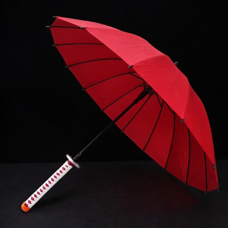 Lihua Luoxiang Red 16-Rib Sword Umbrella with Sleeve Anime Katana 