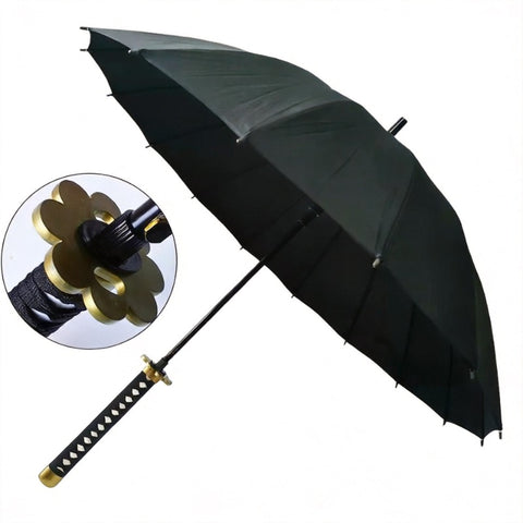 shusui black katana umbrella long straight handle samurai cosplay style