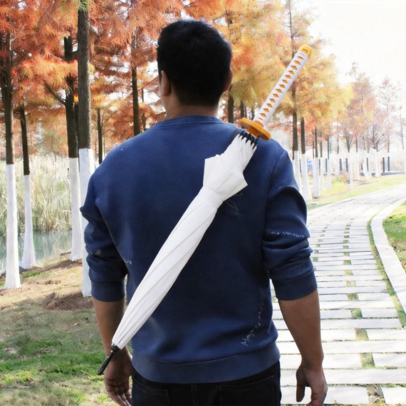 Zenitsu Agatsuma White Sword Umbrella 16 Rib Katana Cosplay 