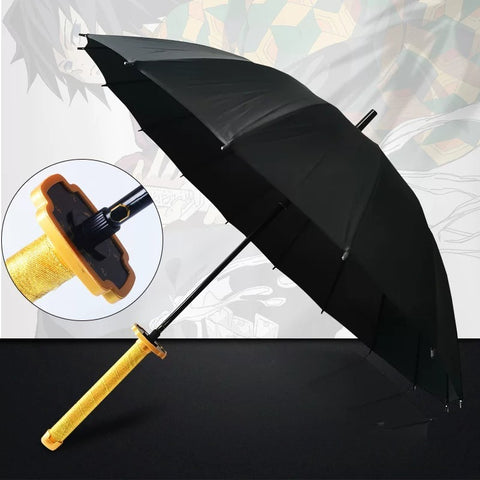 long handle straight stick anime katana umbrella comfortable grip design