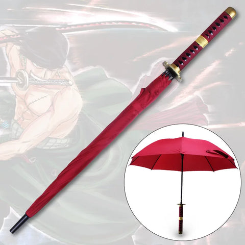 anime umbrella worn on back for samurai cosplay style look
