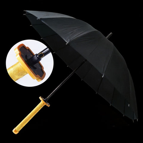 demon slayer inspired black katana sword umbrella yoriichi style design
