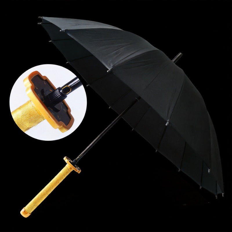 Yoriichi Tsugikuni Black Sword Umbrella 16-Rib Detachable Katana Cosplay 