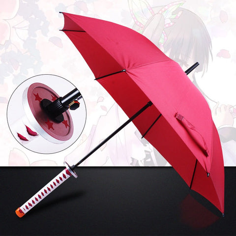 demon slayer inspired red katana umbrella anime cosplay umbrella