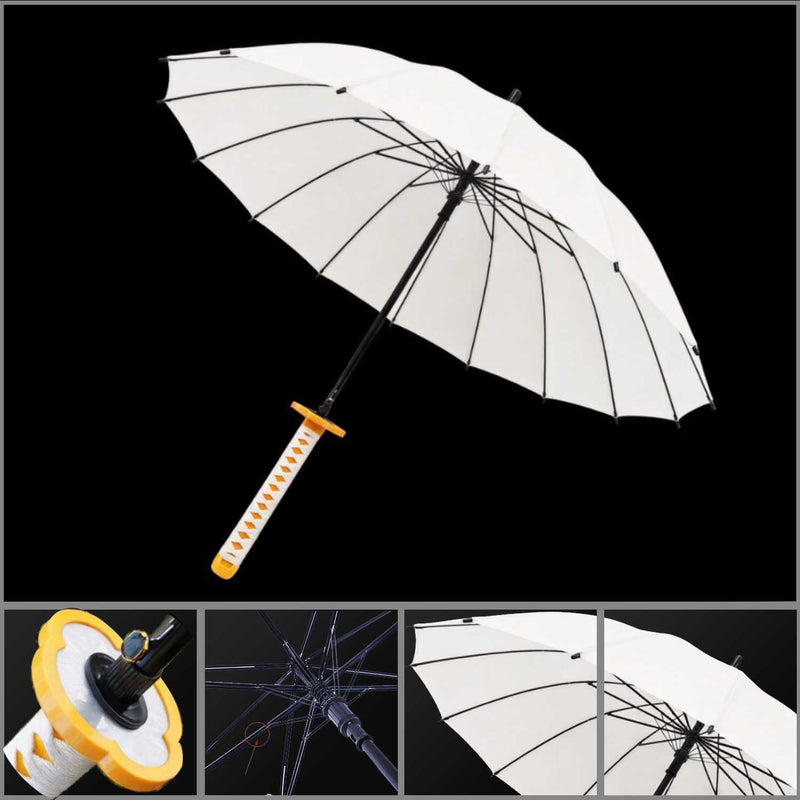 Zenitsu Agatsuma White Sword Umbrella 16 Rib Katana Cosplay 
