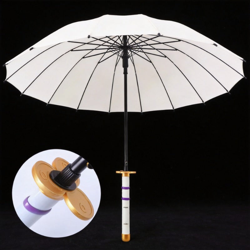 Ame no Habakiri White Sword Umbrella 16-Rib Detachable Katana 
