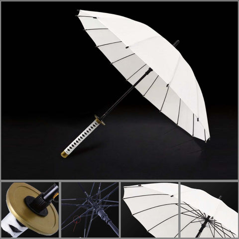 ichimonji white 16 rib detachable sword umbrella full length katana cosplay umbrella