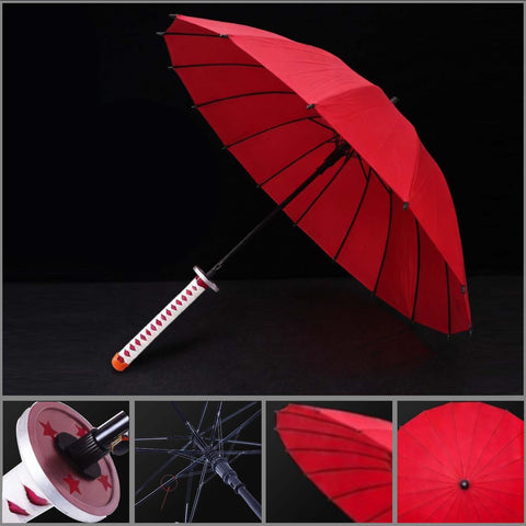 lihua luoxiang red 16 rib anime sword umbrella with carry sleeve full view