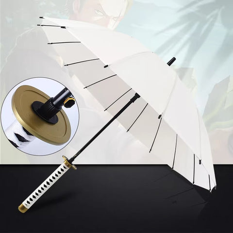 long straight handle katana style umbrella ichimonji white comfortable grip