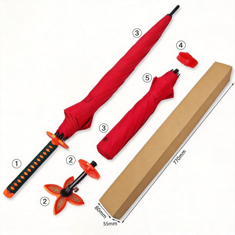 long handle straight stick samurai sword umbrella shinobu kocho anime design