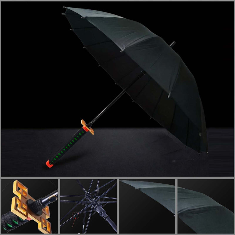 Mist Hashira Muichiro Black Sword Umbrella 16-Rib Detachable Katana 