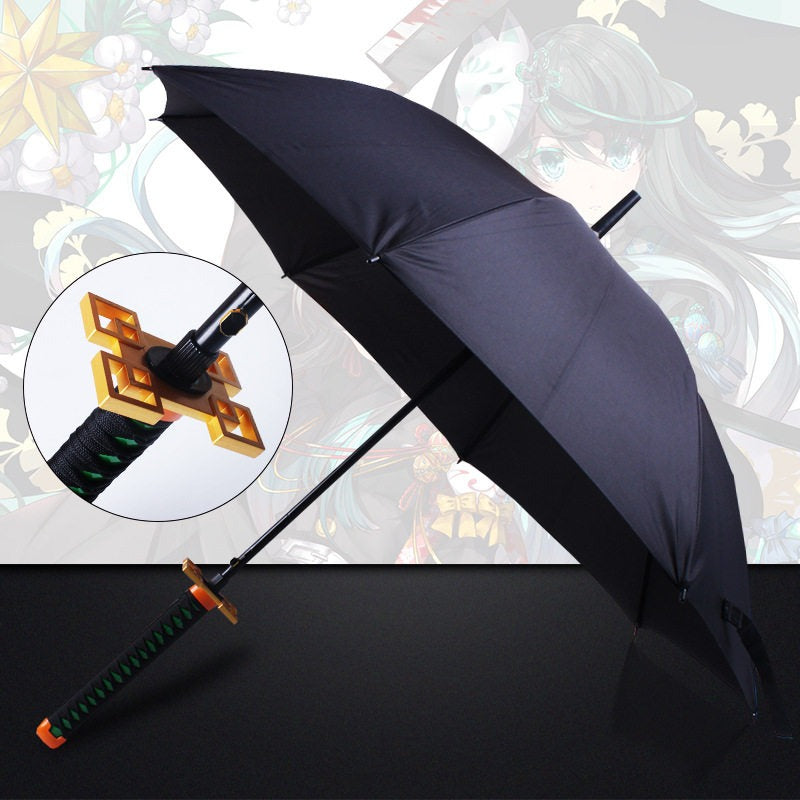Mist Hashira Muichiro Black Sword Umbrella 16-Rib Detachable Katana 